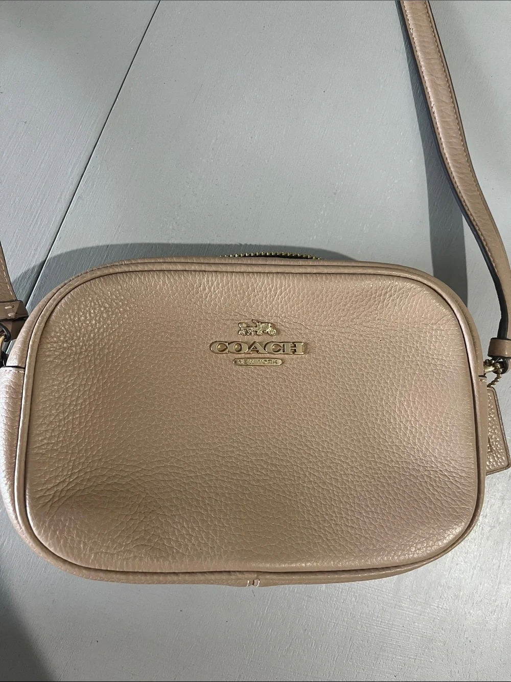 Coach Pebbled Leather Crossbody in Nude Tan - Picture 1 of 11